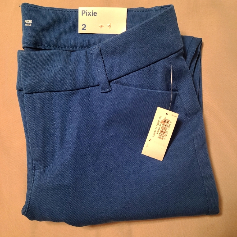 NEW WOMENS OLD NAVY PIXIE ANKLE PANTS SZ  2 BLUE
